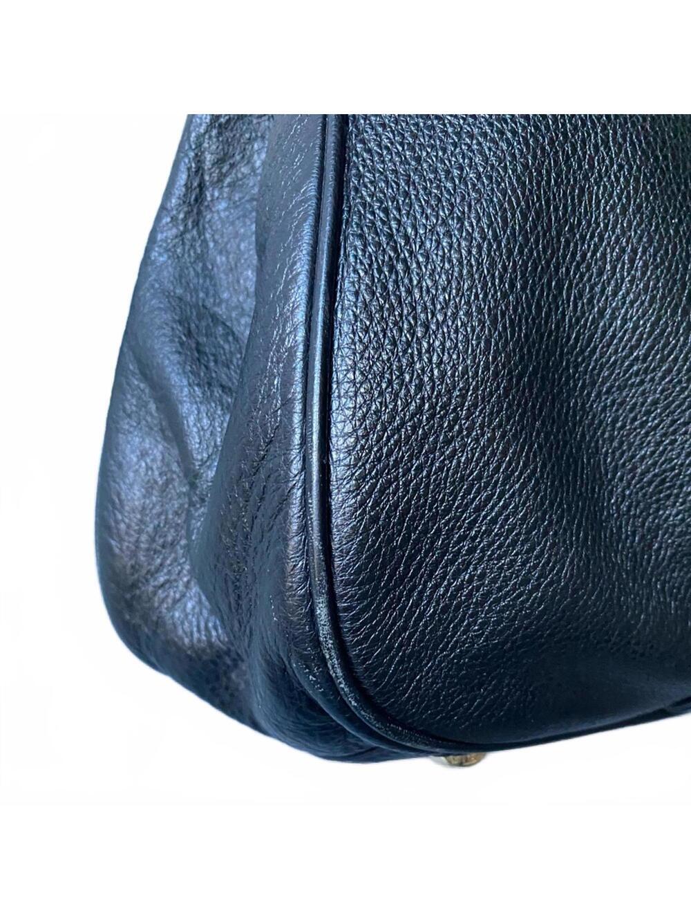 Michael Kors Fulton Chain Tote Black Pebbled Leather Handbag EUC - Picture 4 of 9